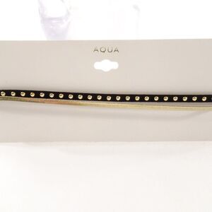 Bloomingdale's Black Faux Leather Gold Stud Two Tier Choker Necklace NWT 35